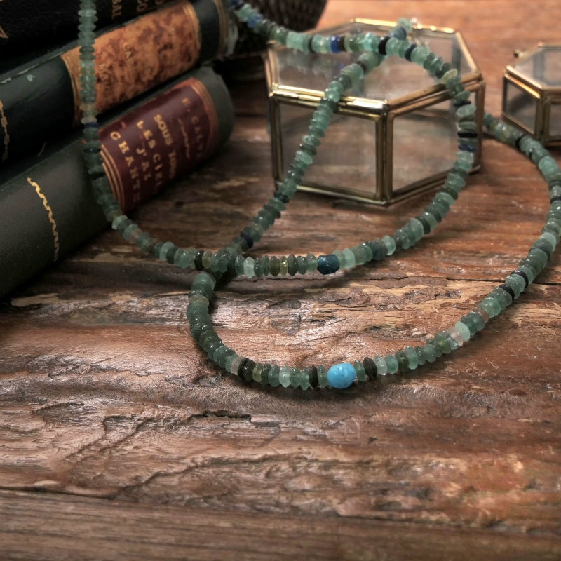 ローマングラス　ネックレス 14kgf*銀化☆ローマングラスのネックレス＊Ancient Romanglass