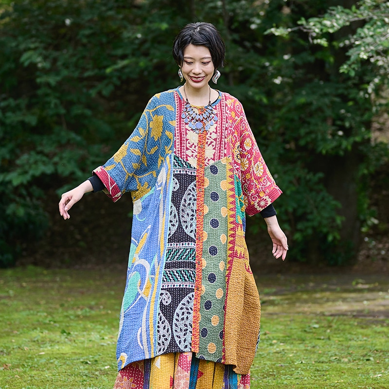 薄手コットングドゥリーロングコート　