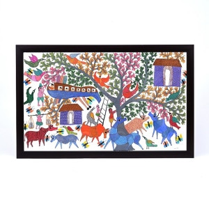 インド 金彩 絵画 フレーム アート ペイント インド女性 民族 ネパール ムガル帝国の女王が助手に髪を梳かされているインドのミニチュア