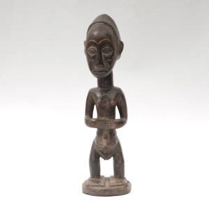 691 骨董 民芸 アンティーク アフリカ コンゴ ルバ族 女性立像 彫刻