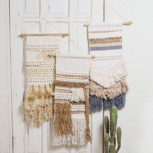 No.102 ふさふさフリンジのマクラメタペストリー ふさふさフリンジマクラメタペストリー タペストリー・壁掛け