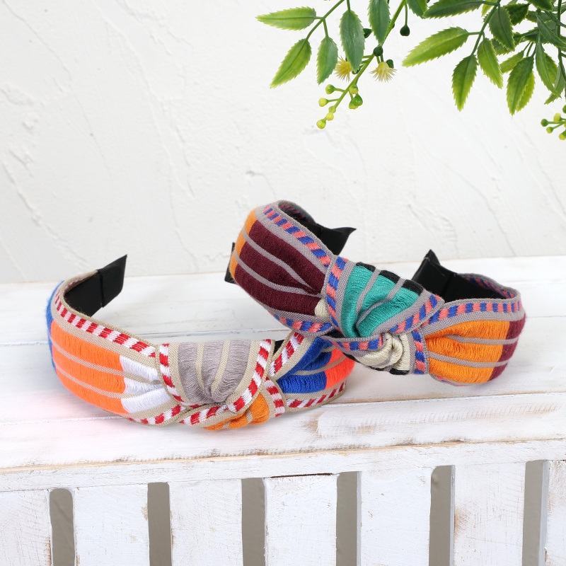 幾何学刺繍リボンカチューシャ