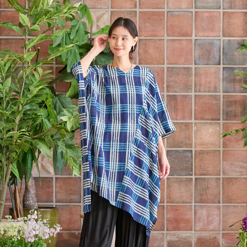 インディゴチェックイレヘムワンピース｜マライカ公式通販