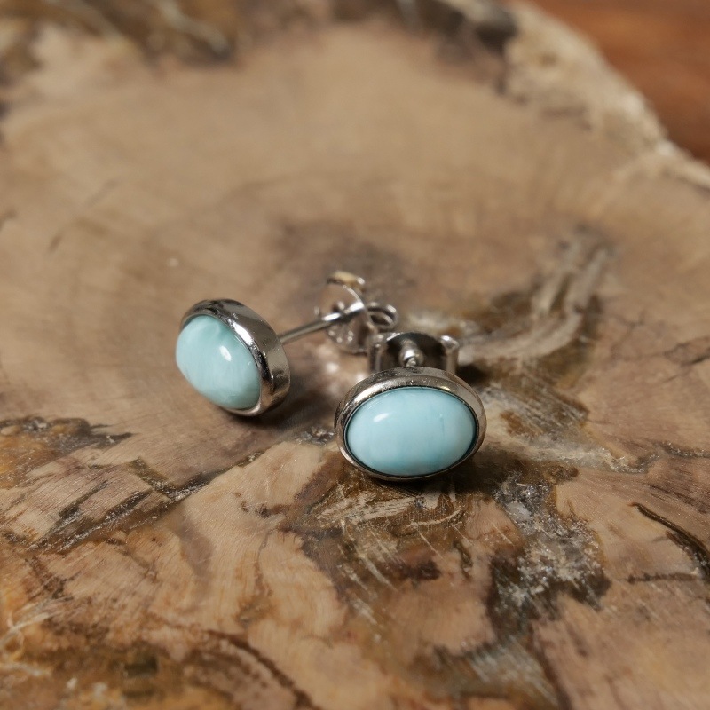 Omega Earrings with larimar and silver by marahlago