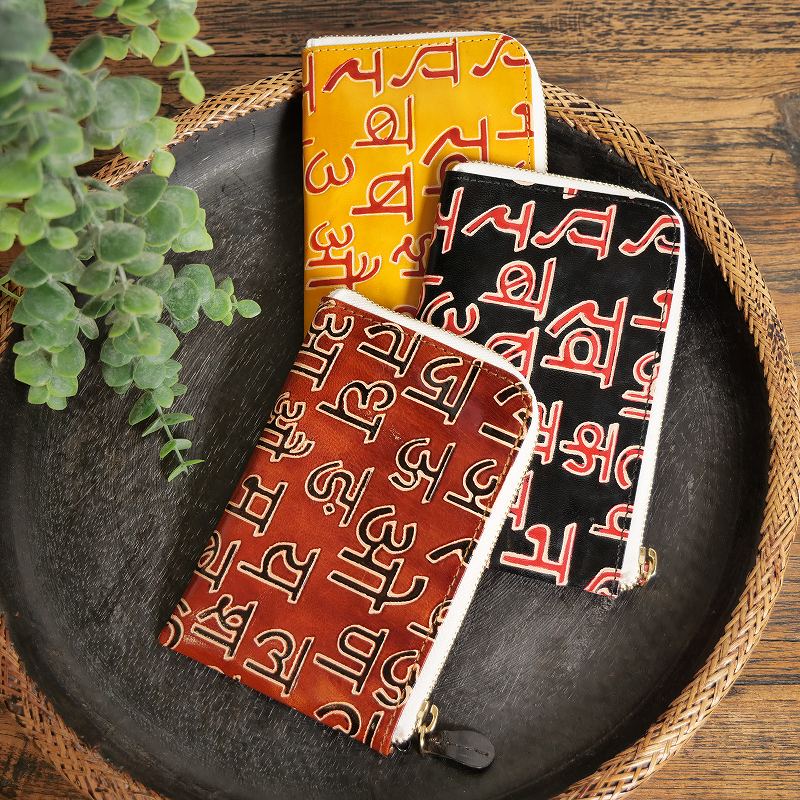 山羊革L字財布 デーヴァナーガリー 【メール便可】