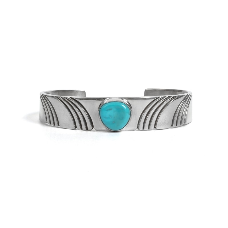 スティーブイエローホース スタンプワーク リーフバングル NAVAJO