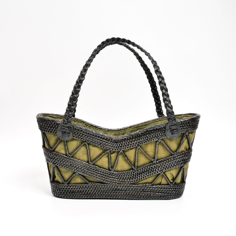 OUTLET】30%off アタバッグ 透かし編みバッグ/ブラック×グリーン  