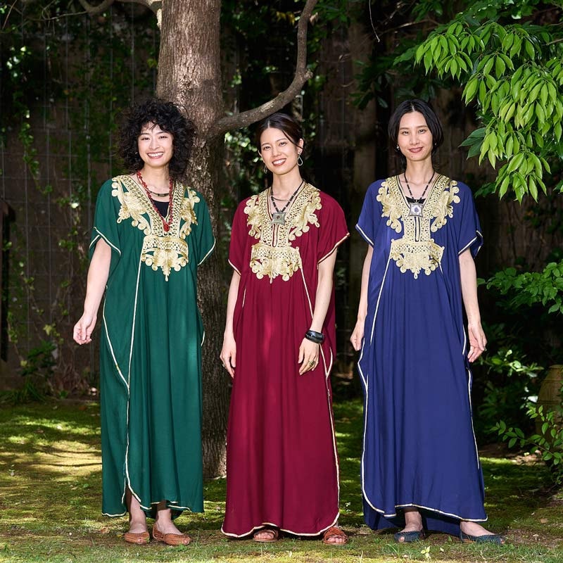 超美品☆インド民族衣装ランガードレス 半袖 濃茶色ネット素材