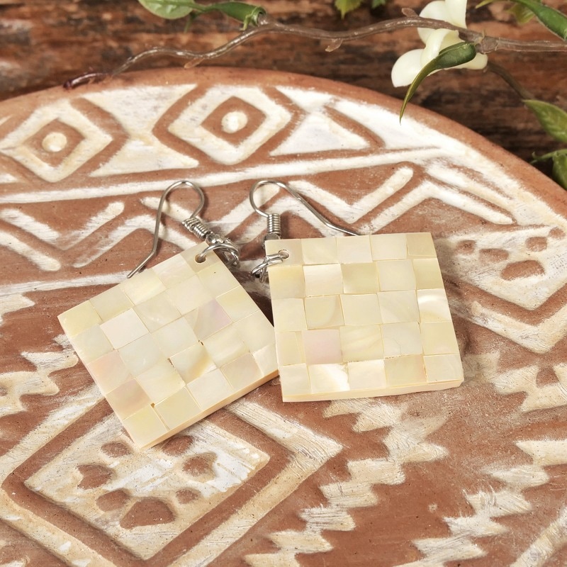 スクエアシェルモザイクピアス【メール便可】