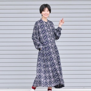 50%OFF 小花ヒシ&ストライプ前あきワンピース｜マライカ公式通販