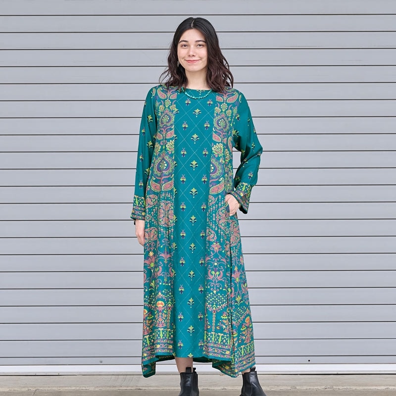 30%OFF　レーヨンオリエンタルプリントワンピース【メール便可】