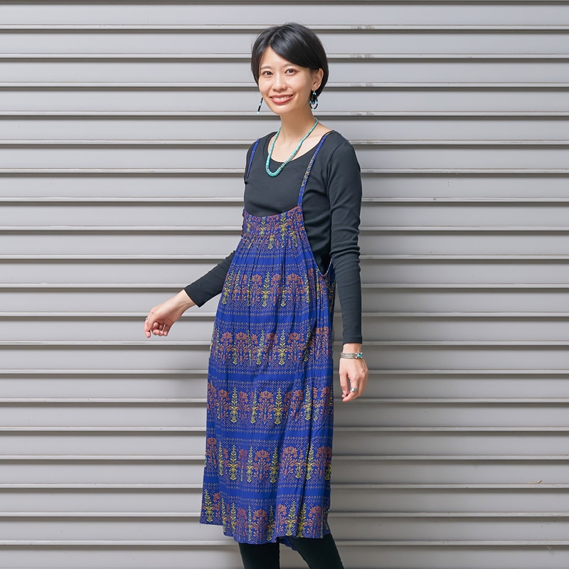 50%OFF　ゴールドフラワープリントワンピース　【メール便可】