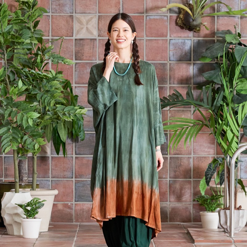 30%OFF　レーヨン2段染めワンピース　　【メール便可】