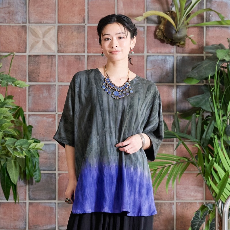 30%OFF　レーヨン2段染めプルオーバー　【メール便可】