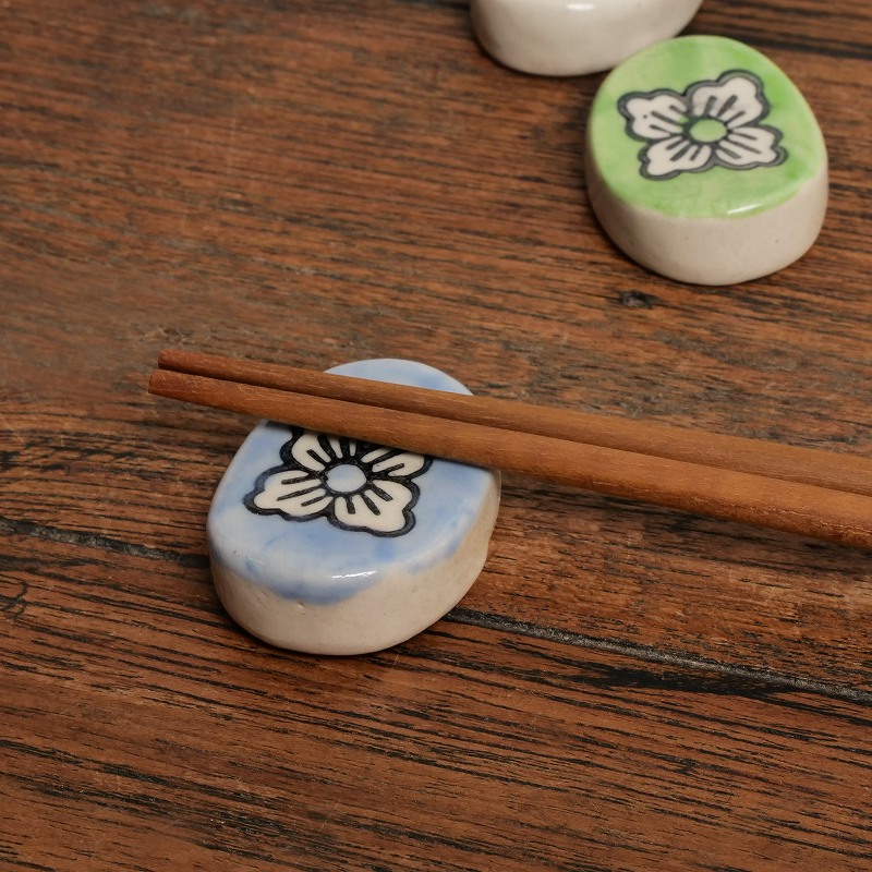 ブルーポタリー箸置き　2個セット【メール便可】　インド