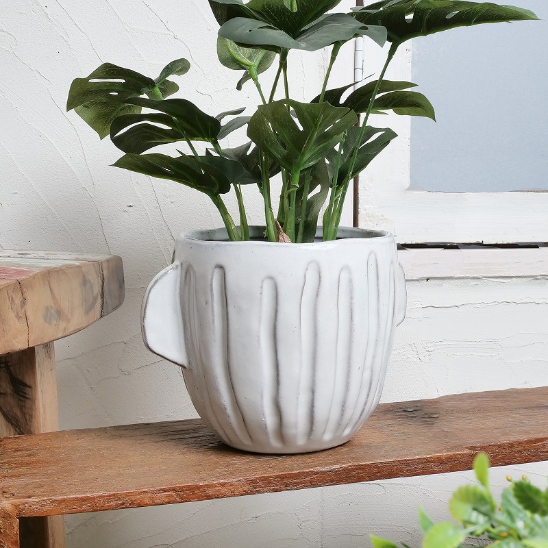 取っ手付きセラミックプランター L 植木鉢｜マライカ公式通販