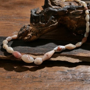 ☆C1901☆アンティーク5.9㎝縞瑪瑙白帯ストーン長いビーズメノウ