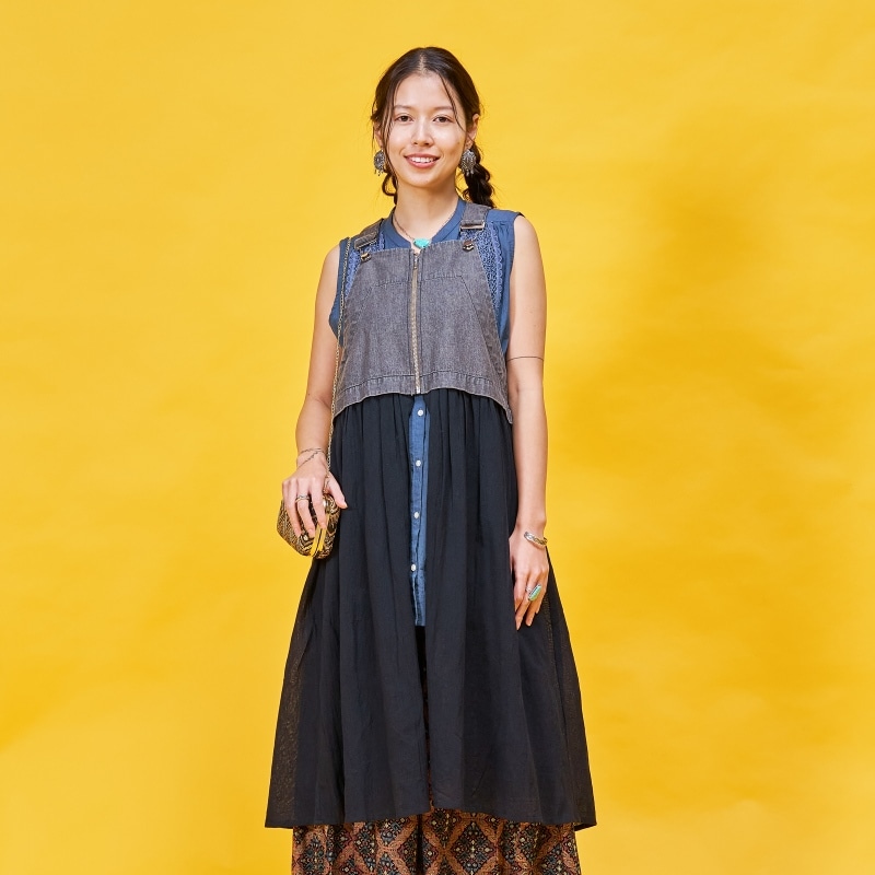 50%OFF デニム×メッシュロングベスト｜マライカ公式通販