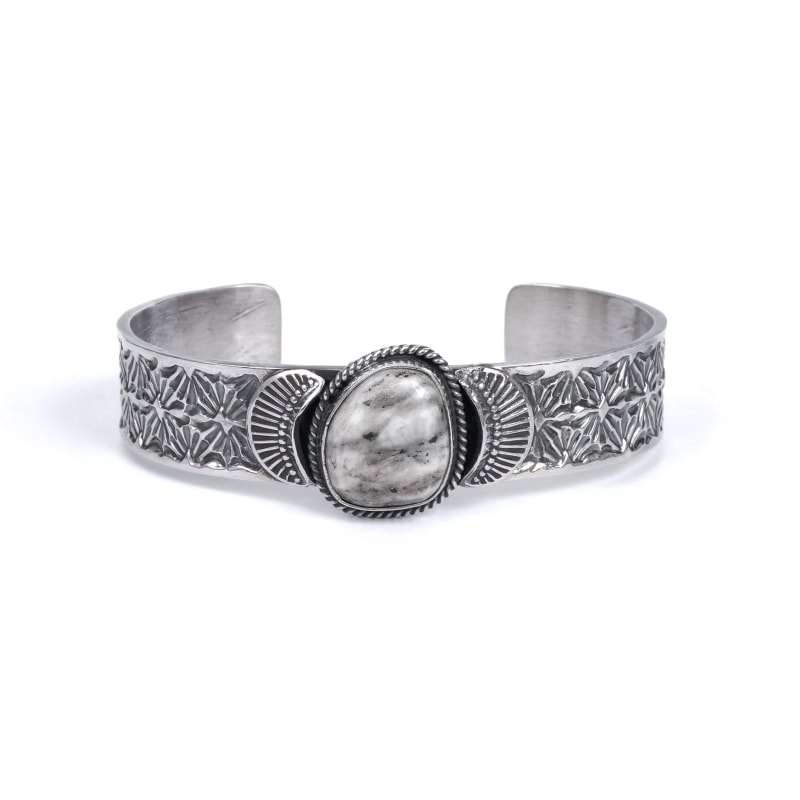 ★サンシャインリーブス★ バングル ホワイトバッファロー　シルバー925 122mm】ホワイトバングルサンシャインリーブス作Band10mm