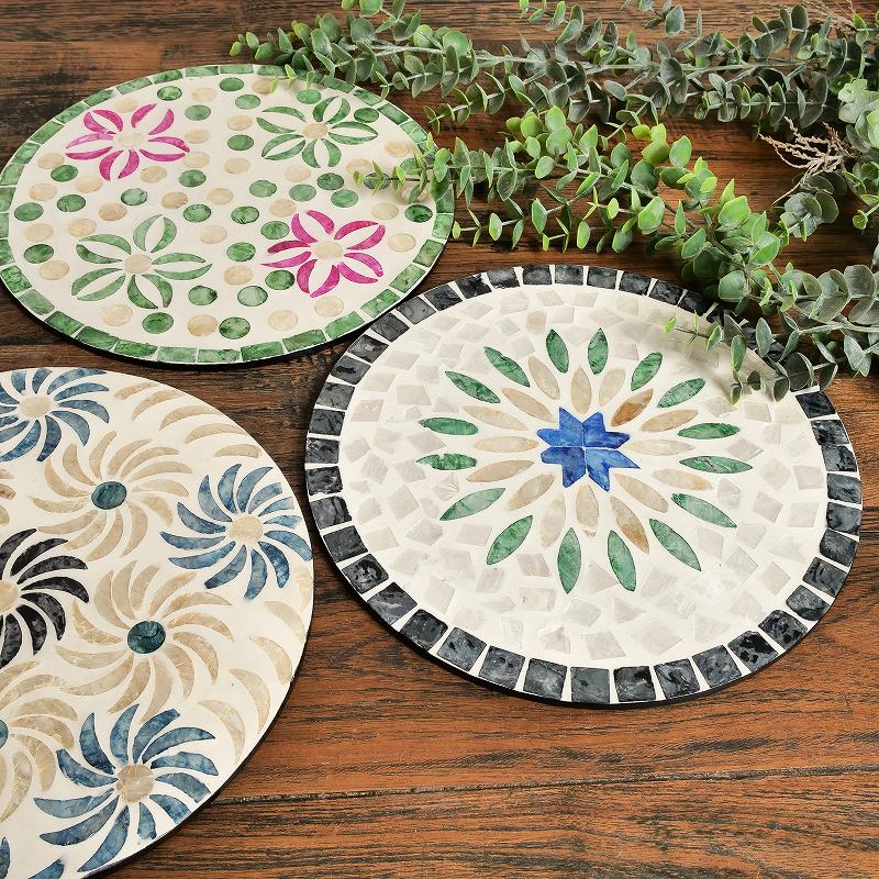 シェルモザイクプレイスマット ラウンド型｜マライカ公式通販