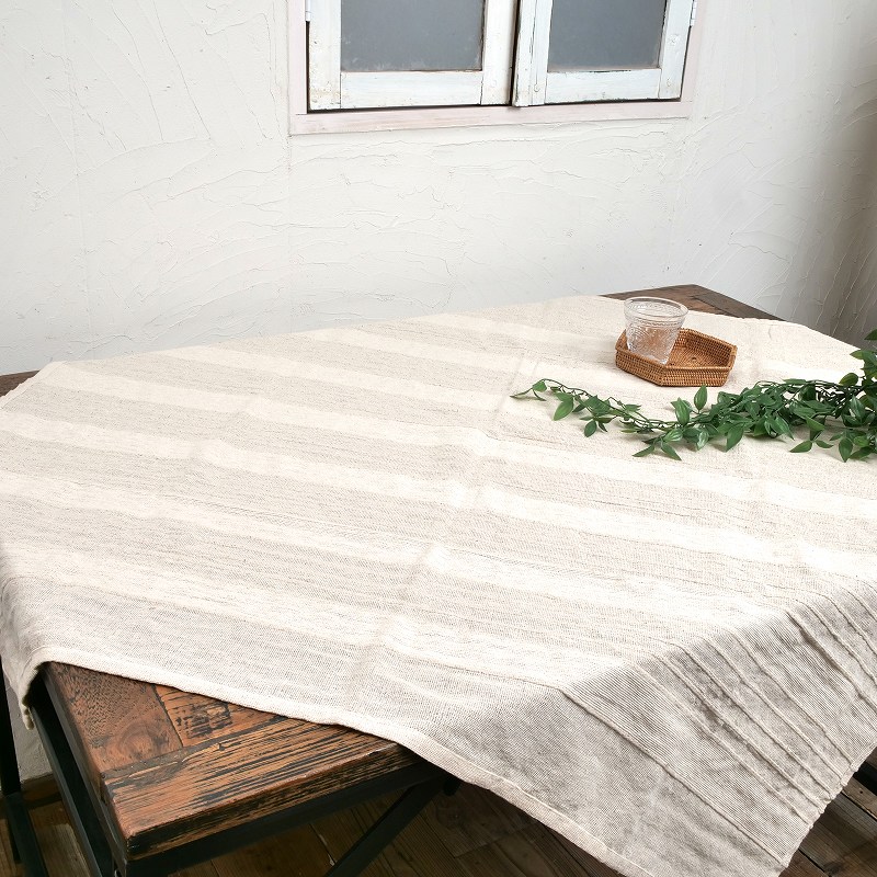 ナチュラルコットン手織り テーブルクロス　110cm×110cm