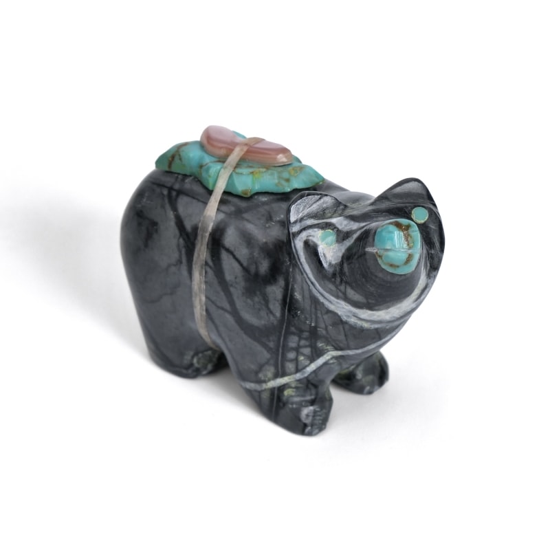 インディアンフェティッシュ　クマ　ブラック　マーブル模様