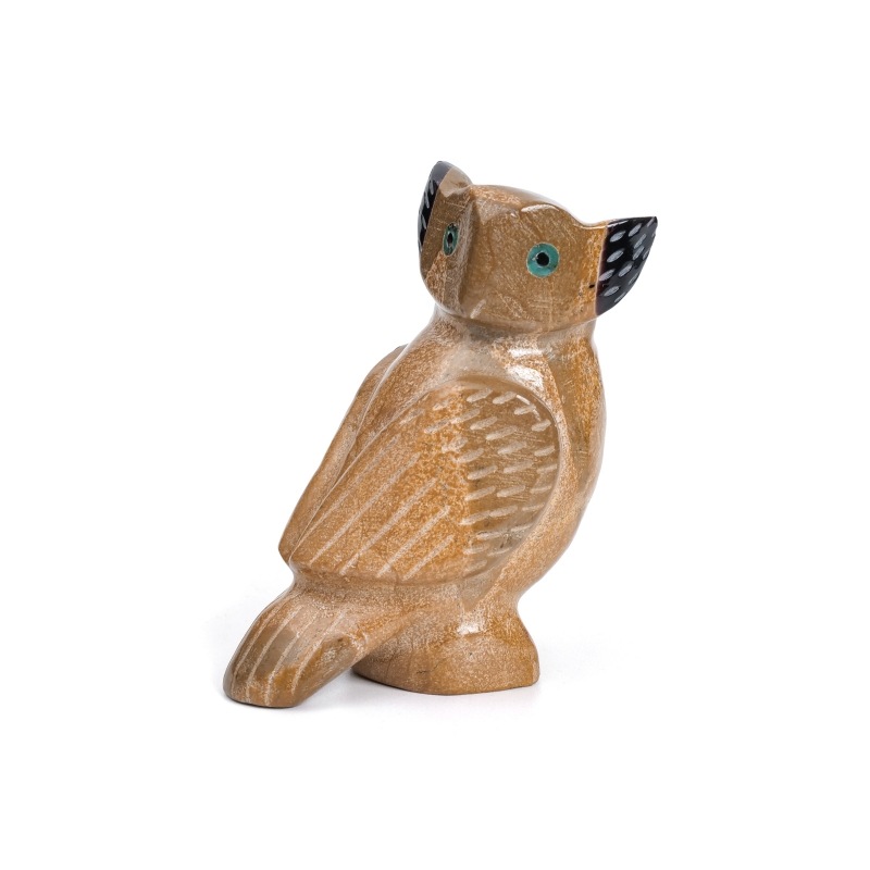 ズニ族のフクロウのフォークアート（陶器） インディアンフェティッシュ フクロウ アーティストサイン入り ズニ族