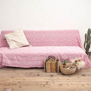 シャンブレーイタワ×ブロックプリントマルチクロス 180cm×270cm インド