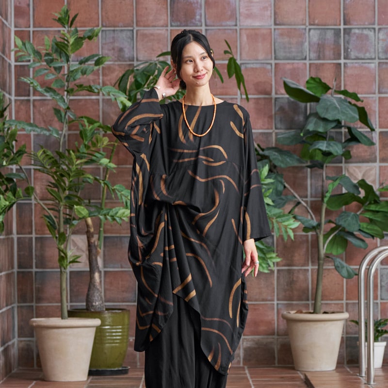レーヨン手描きワンピース 【メール便可】｜マライカ公式通販