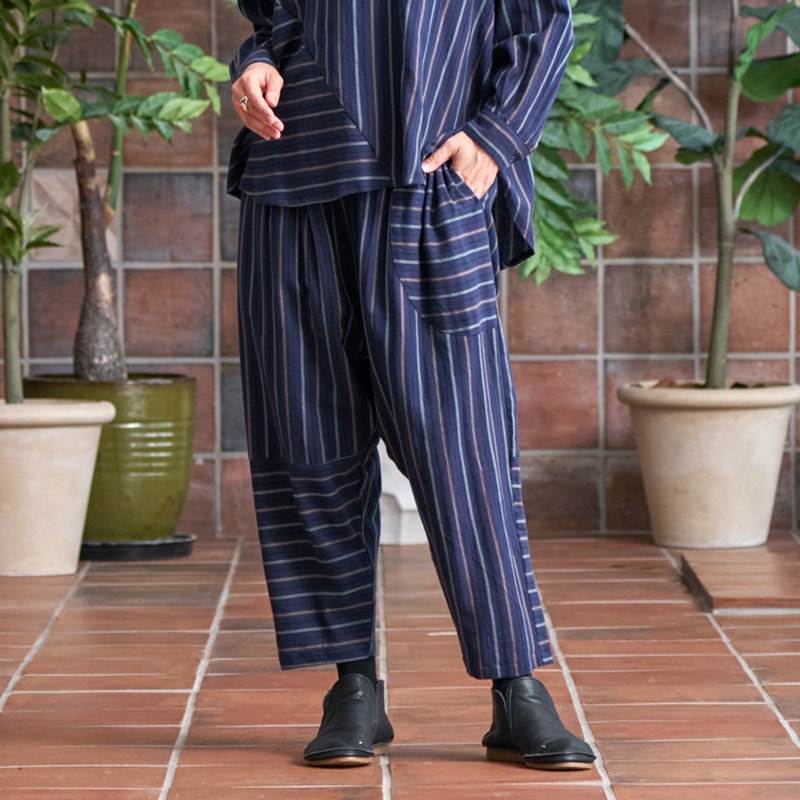 50%OFF ストライプ切り替えパンツ【メール便可】｜マライカ公式通販