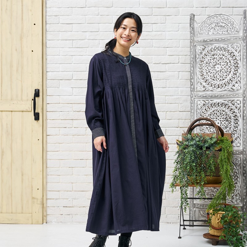 コットンハンドタックワンピース N｜マライカ公式通販