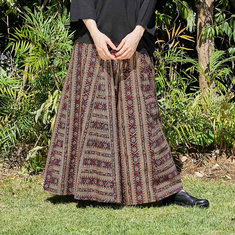 縞ブロックワイドパンツ