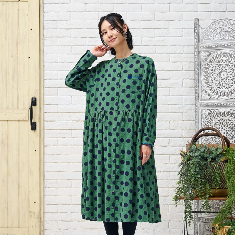 【美品】ポキプシー 刺繍・ブロックプリント ワンピース チチカカ ワンピース Shanti ジョリーブロックプリント