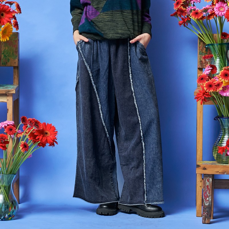 裏毛×デニムワイドパンツ｜マライカ公式通販