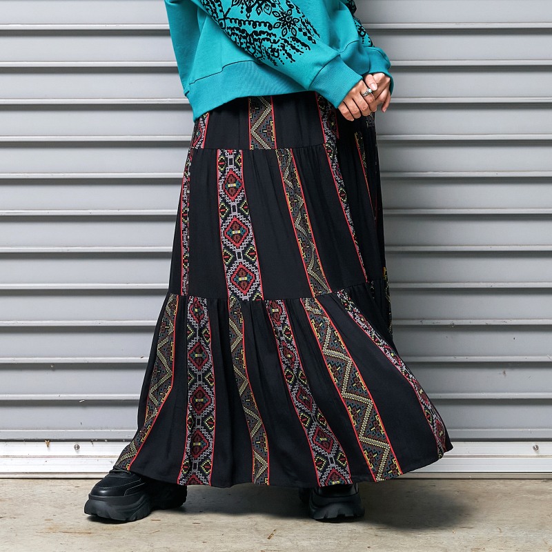 エスニックロングスカート手刺繍タイダム族リメイク衣類注文品新品タイ製