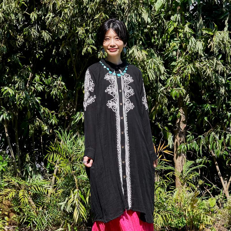 30%OFF リボン刺繍シャツ前あきワンピース｜マライカ公式通販