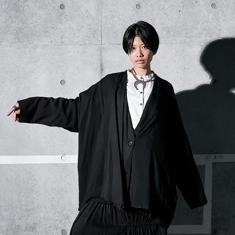 レーヨンツイルアシンメトリーカラージャケット