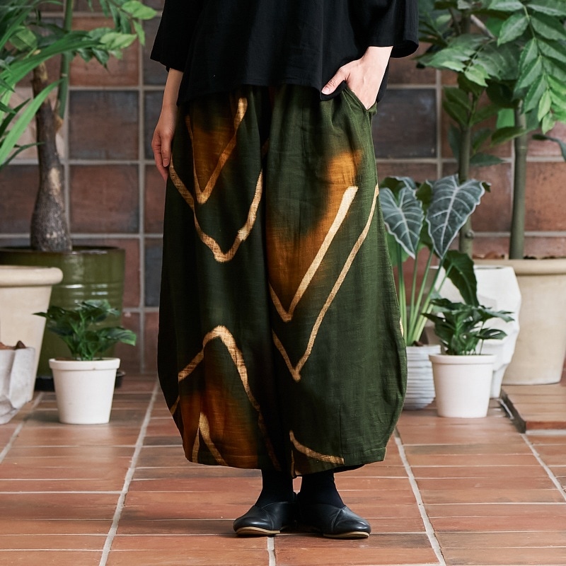 ダブルガーゼ手描きパンツ