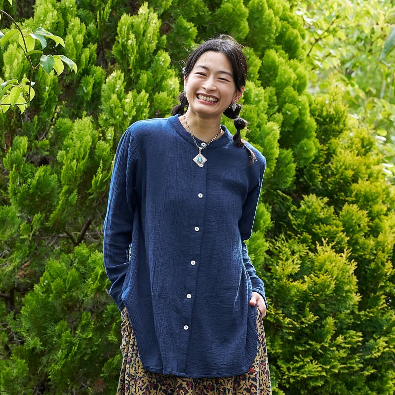 クレープ無地ブラウス　【メール便可】