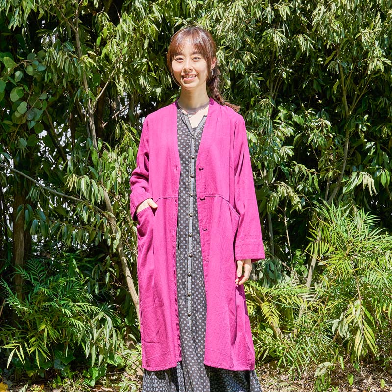 予約販売】 ツイル無地ロングカーディガン 【11月入荷予定
