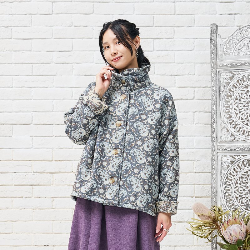 ペーズリージャガードキルティングコート