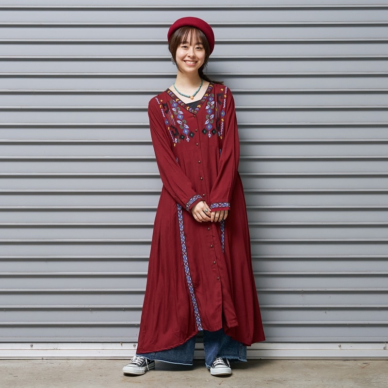 30%OFF 幾何花刺繍前あきワンピース｜マライカ公式通販