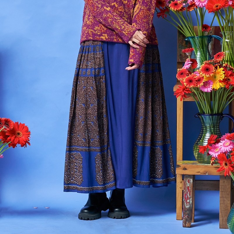 レーヨンフラワープリントティアードスカート