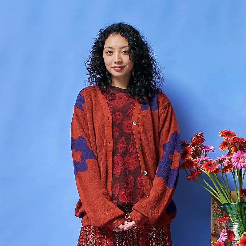 ビックフラワーカーディガン