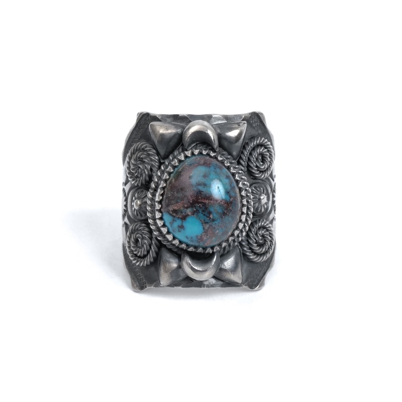 デルバートゴードン　ターコイズ シルバーリング □Delbert Gordon Turquoise Ring. (Indian Mt. Turquoise 31cts