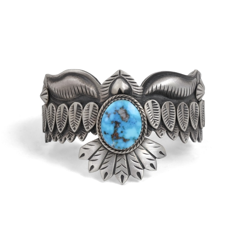 NAVAJO ダレルキャドマン キングマンターコイズ バングル ブラックウェブ NAVAJO ダレルキャドマン キングマンターコイズ バングル