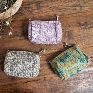 30%OFF ブロックプリントキルティングポーチS 【メール便可