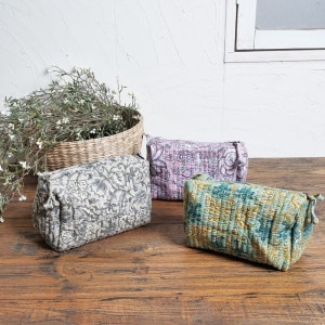 ブロックプリントキルティングポーチM 【メール便可】｜マライカ公式通販