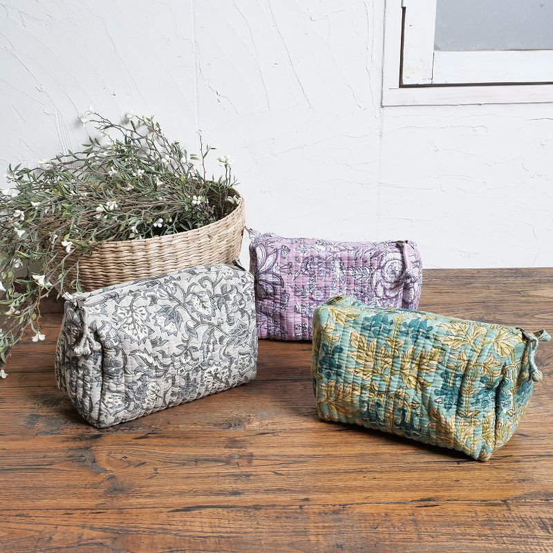 ブロックプリントキルティングポーチM 【メール便可】｜マライカ公式通販