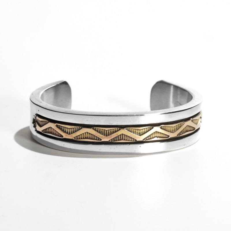 140mm ブルースモーガン 14金スタンプワーク ヘヴィバングル｜マライカ